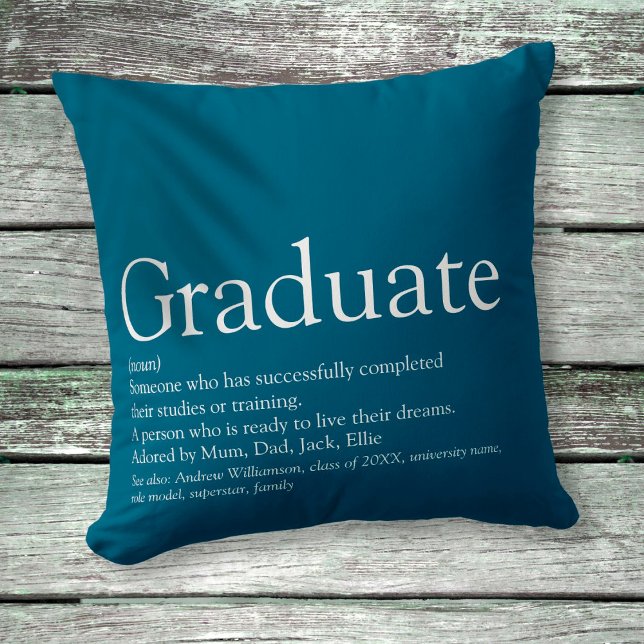 Graduate Definition Modern Blue Typography Cushion (Creator Uploaded)