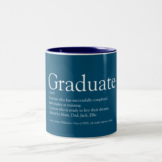Graduate Definition Modern Fun Blue Two-Tone Coffee Mug (Center)