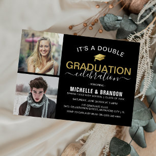 Graduate Double Celebration Graduation Party Photo Invitation