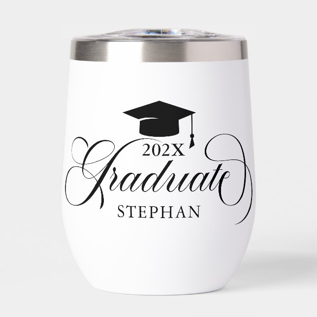 Graduate Elegant Black Script Typography (Front)