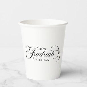 Graduate Elegant Black Script Typography Paper Cups