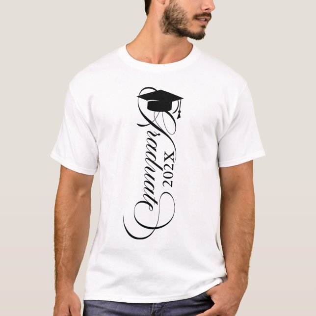 Graduate Elegant Black Script Typography T-Shirt (Front)