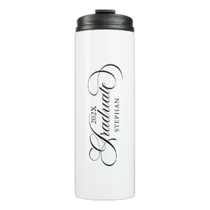 Graduate Elegant Black Script Typography  Thermal Tumbler