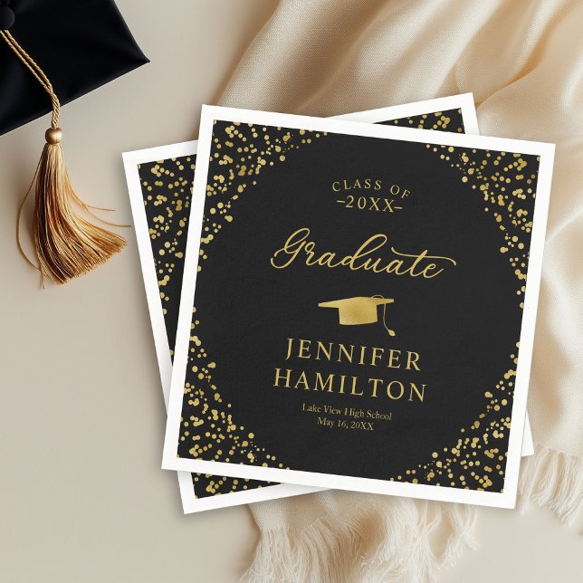 Graduate Elegant Gold Black Graduation Napkin (Creator Uploaded)