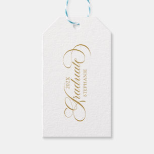 Graduate Elegant Gold Script Typography Gift Tags
