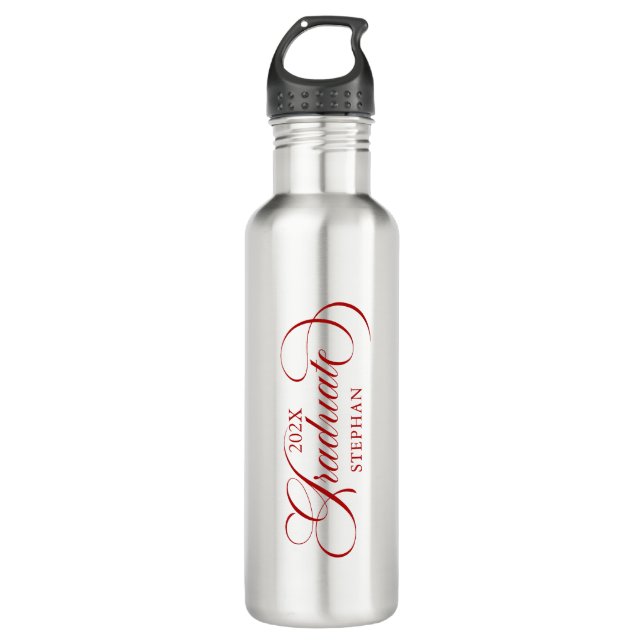 Graduate Elegant Red Script Typography 710 Ml Water Bottle (Front)