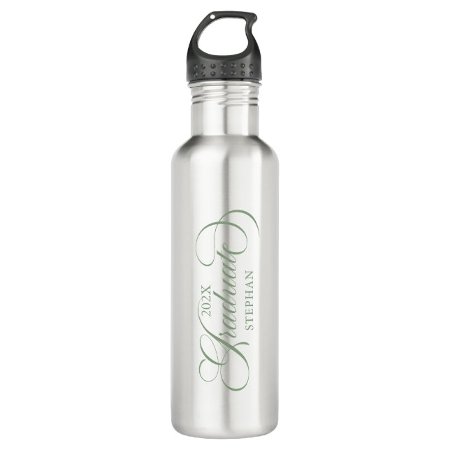 Graduate Elegant Sage Green Script Typography 710 Ml Water Bottle (Front)