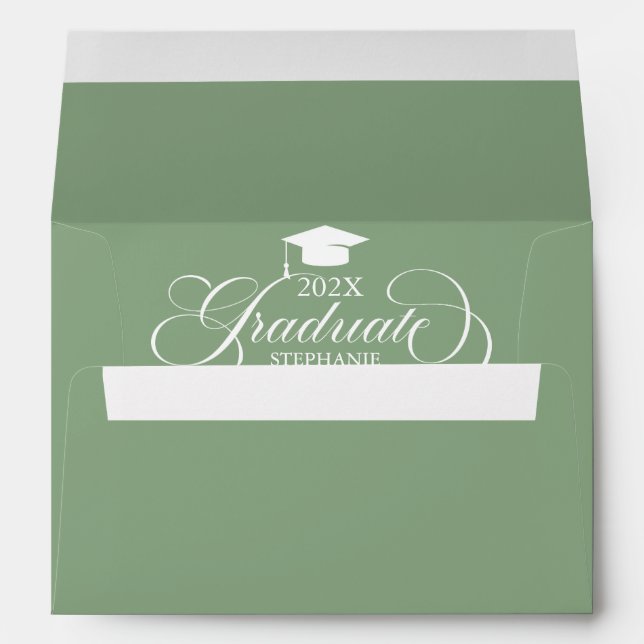 Graduate Elegant White Script Typography Envelope (Back (Bottom))