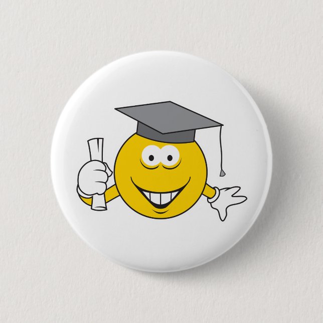 Graduate Face 6 Cm Round Badge (Front)