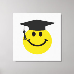 Graduate face with graduation hat canvas print