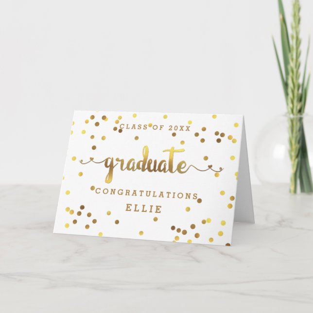 Graduate Faux Gold Foil Confetti Personalised Card (Front)