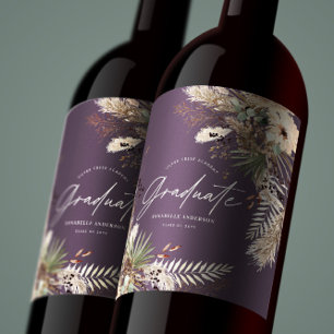 Graduate favour pampas eucalyptus floral purple wine label