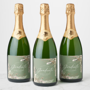 Graduate favour pampas grass eucalyptus sage green sparkling wine label