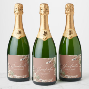 Graduate favour pampas grass eucalyptus terracotta sparkling wine label