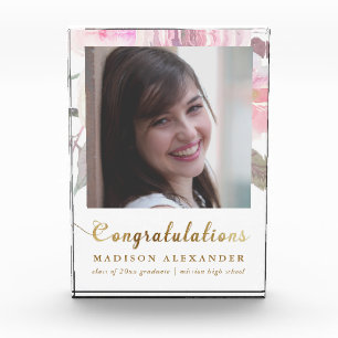 Graduate Floral Watercolor with Photo and Name Block