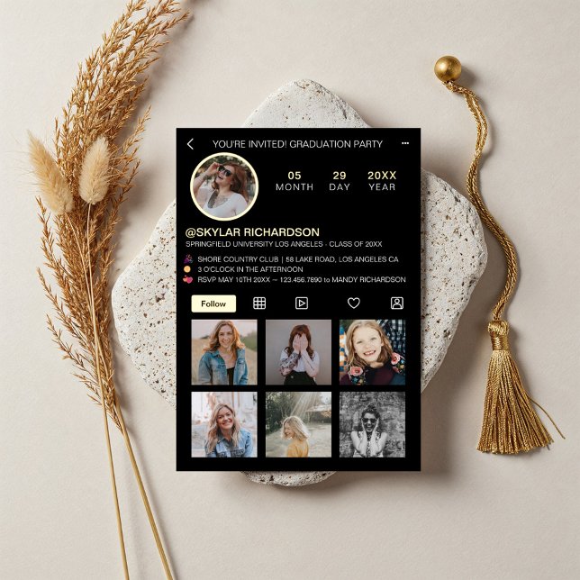 Graduate Fun Instagram Social Media Grad Party (Graduate Fun Instagram Social Media Grad Party Foil Invitation)