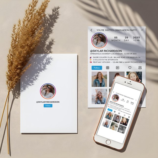 Graduate Fun Instagram Social Media Grad Party Invitation (Graduate Fun Instagram Social Media Grad Party Invitation)