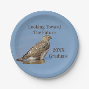 Graduate Future Determined Hawk Photo Graduation Paper Plate