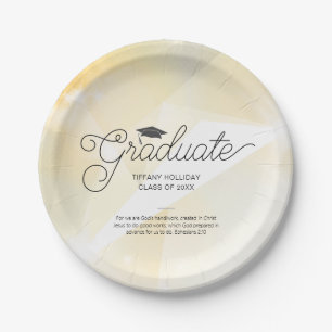 Graduate Gold Abstract with Bible Verse  Paper Plate