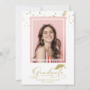 Graduate Gold Confetti Grad Announcement Photo
