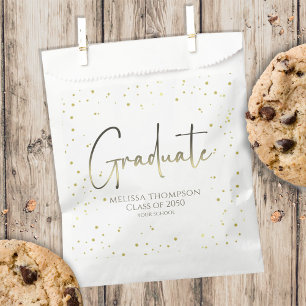 Graduate Gold Confetti Modern Calligraphy Script Favour Bags
