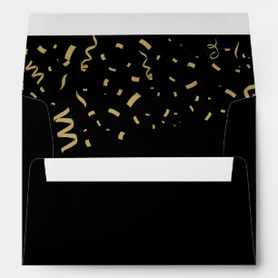 Graduate Gold Foil Confetti Elegant Black Envelope