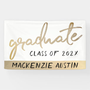 Graduate Gold Script   Classy Brush with Year Banner
