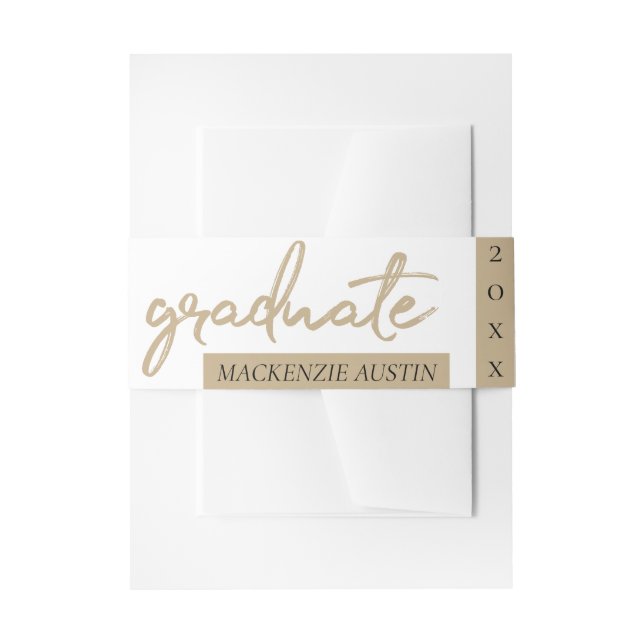 Graduate Gold Script | Classy Brush with Year Invitation Belly Band (Front Example)