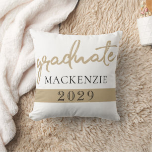 Graduate Gold Script   Elegant Hand-Lettered Brush Cushion