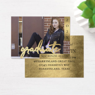 Graduate Gold Script Elegant Photo Announcement