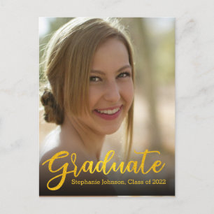 Graduate Gold Script Photo Class 2022 Graduation Postcard