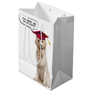Graduate Golden Retriever with Red Cap Medium Gift Bag