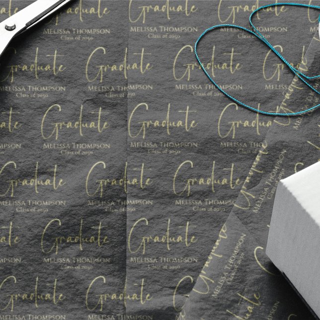 Graduate Grad Gold Calligraphy Modern Script Tissue Paper (Creator Uploaded)