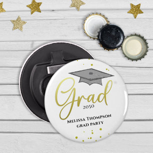 Graduate Grad Gold Graduation Script Party Bottle Opener