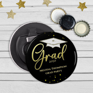 Graduate Grad Gold Graduation Script Party Bottle Opener