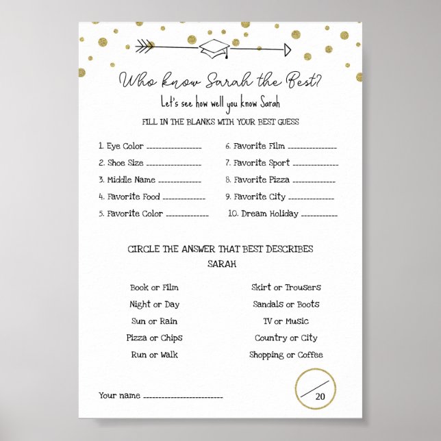 GRADUATE grads Game Poster (Front)