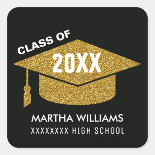 graduate / graduation academic class of, for her square sticker
