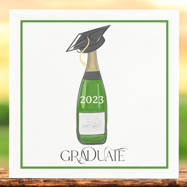 Graduate Graduation Cap Champagne Class of Border Napkin (Creator Uploaded)