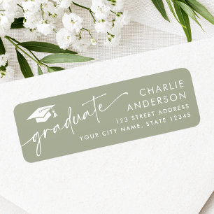 Graduate graduation cap dusty sage return address