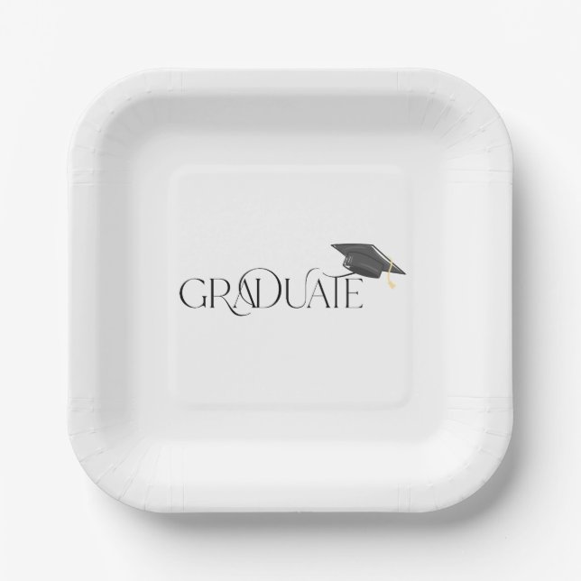 Graduate Graduation Cap Paper Plate (Front)