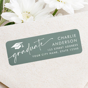 Graduate graduation cap pine green return address