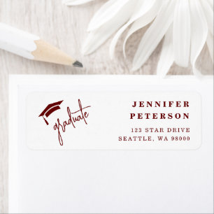 Graduate Graduation Cap Red Return Address