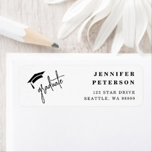 Graduate Graduation Cap Script Return Address