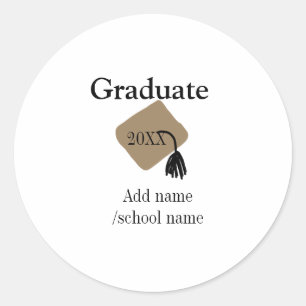 Graduate graduation congrats add name school year  classic round sticker
