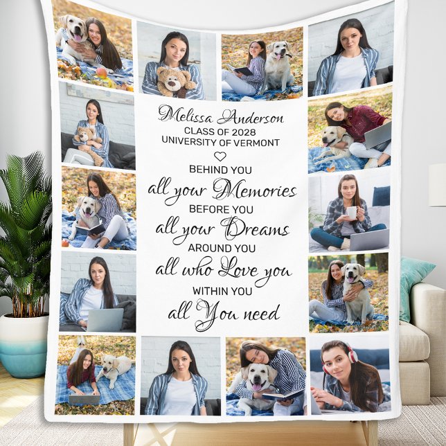 Graduate Graduation Inspirational 14 Photo Collage Fleece Blanket (Creator Uploaded)