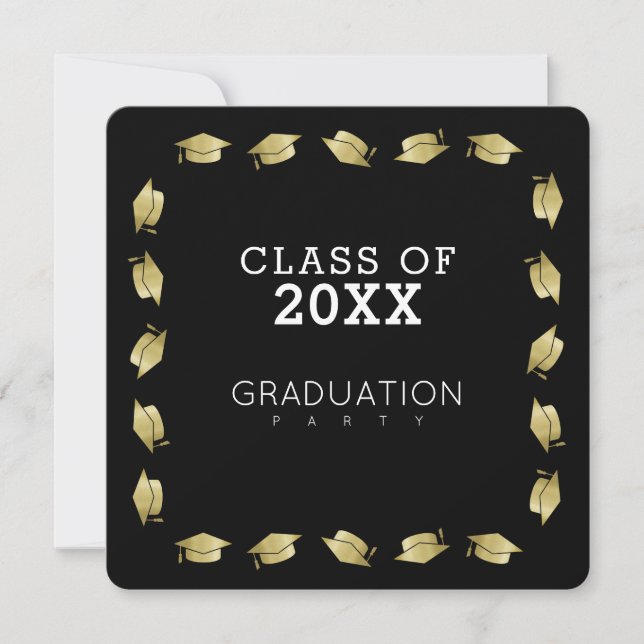 graduate / graduation party black invitation (Front)