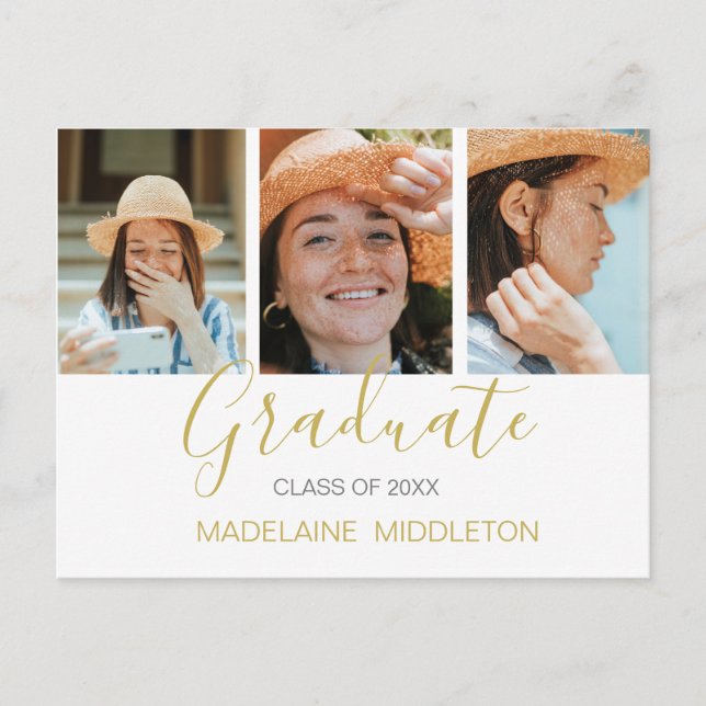 Graduate Graduation Party Photo Modern Invitation (Front)