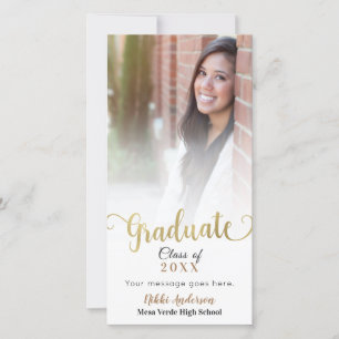 Graduate Graduation Photo Picture Gold Type Modern Announcement