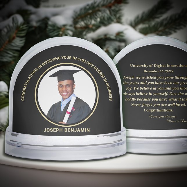 Graduate Graduation Photo School Gold Snow Globe (Graduate Graduation Photo School Gold Snow Globe is great to give to the graduate with your info. )