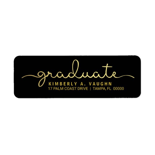 Graduate Hand Lettered Gold Foil Look Script (Front)